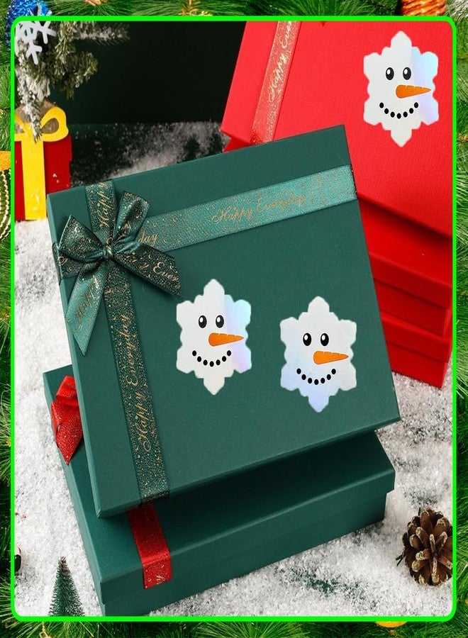 RUPOFUZA 500Pcs Christmas Snowmen Stickers Roll 1in Laser Snowflake Seal Stickers Xmas Waterproof Self-Adhesive Decals for Envelope Journal Decor - Image 4